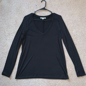 Long Sleeve Deep V-Neck Blouse